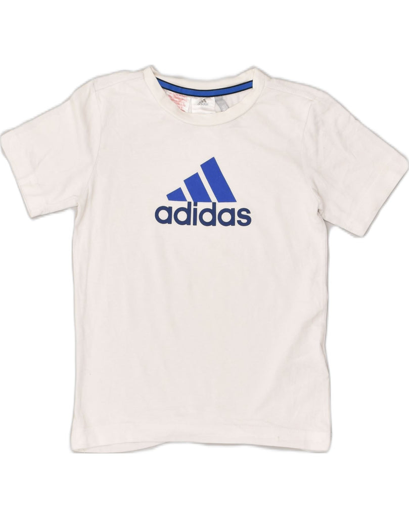 ADIDAS Boys Graphic T-Shirt Top 7-8 Years White Cotton | Vintage Adidas | Thrift | Second-Hand Adidas | Used Clothing | Messina Hembry 