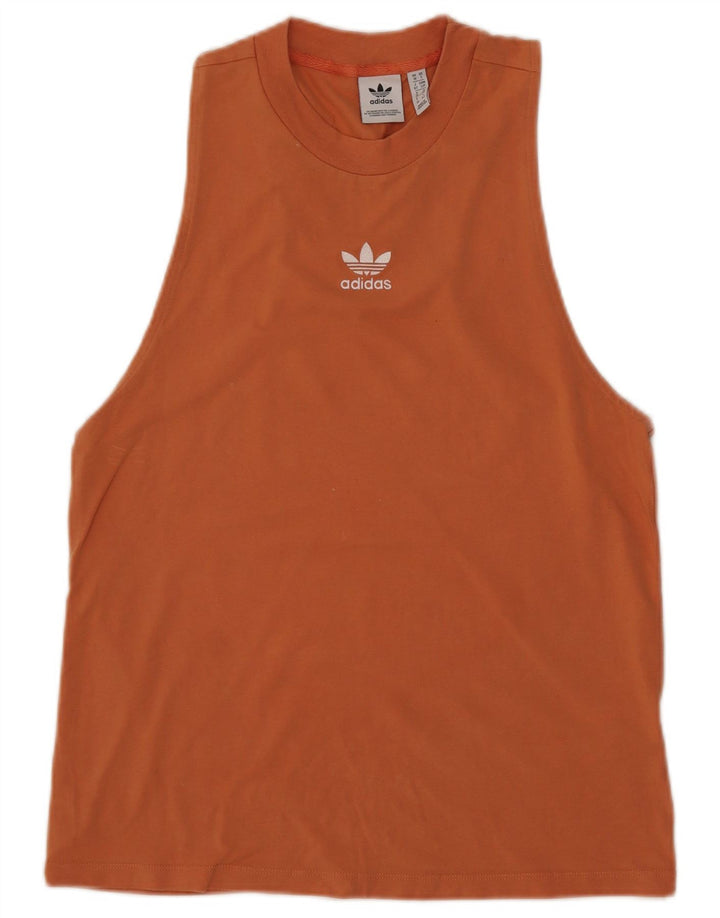 Adidas Womens Vest Top UK 10 Small Orange Cotton