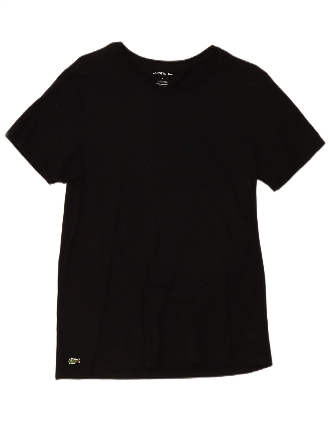 Lacoste Womens T-Shirt Top UK 14 Medium Black Cotton
