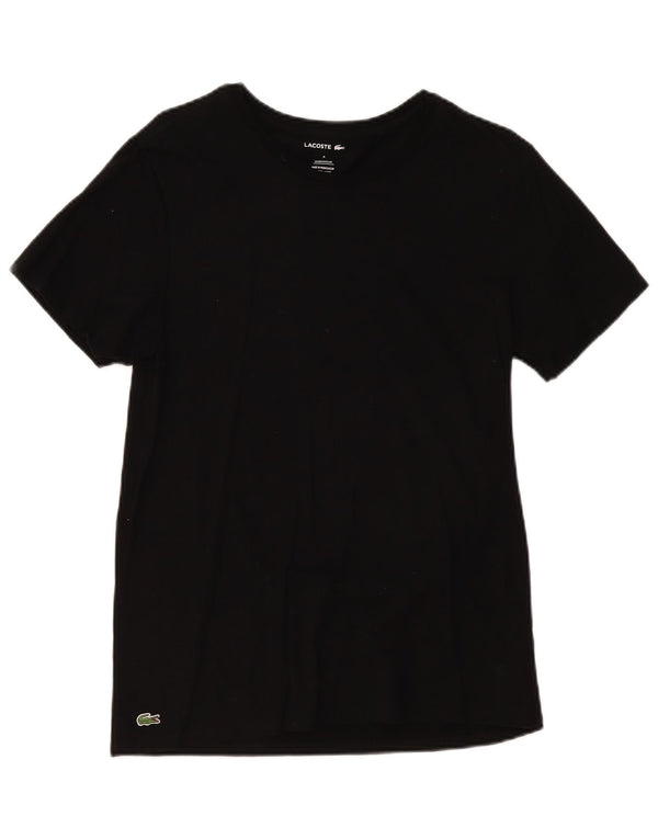 Lacoste Womens T-Shirt Top UK 14 Medium Black Cotton