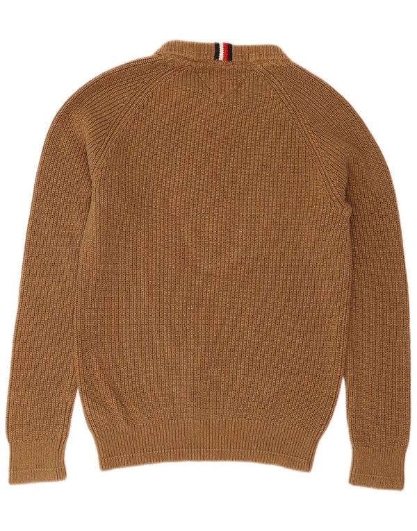 Tommy Hilfiger Mens Boat Neck Jumper Sweater Medium Brown Cotton