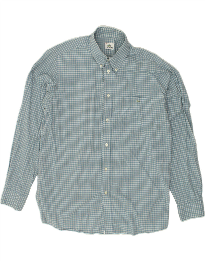 LACOSTE Mens Shirt Size 40 Medium Blue Check Cotton | Vintage Lacoste | Thrift | Second-Hand Lacoste | Used Clothing | Messina Hembry 