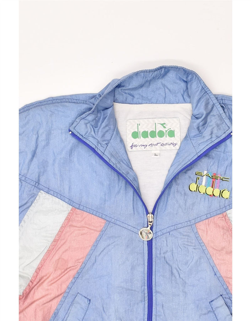 DIADORA Girls Bomber Jacket 13-14 Years Blue Colourblock Polyamide | Vintage Diadora | Thrift | Second-Hand Diadora | Used Clothing | Messina Hembry 