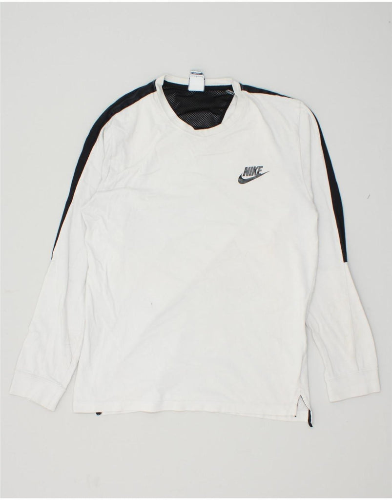 NIKE Mens Top Long Sleeve Large White Colourblock Cotton | Vintage Nike | Thrift | Second-Hand Nike | Used Clothing | Messina Hembry 