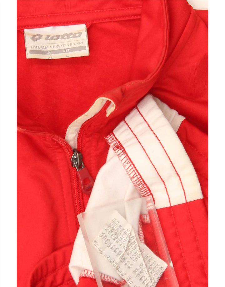 Lotto Mens Tracksuit Top Jacket Large Red Colourblock Polyester