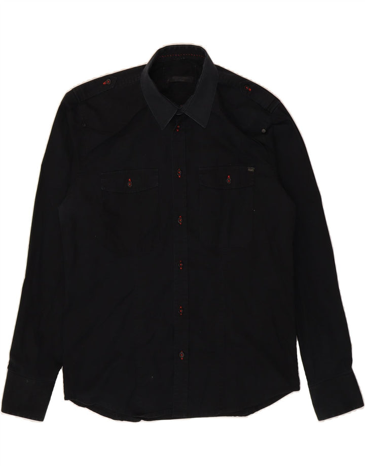 JACK & JONES Mens Premium Shirt Large Navy Blue Cotton Vintage Jack & Jones and Second-Hand Jack & Jones from Messina Hembry 
