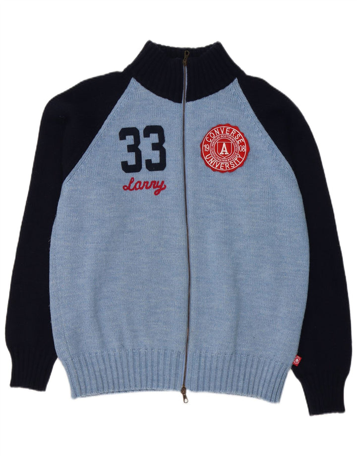 Converse Mens Chuck Taylor Graphic Cardigan Sweater Large Blue Colourblock