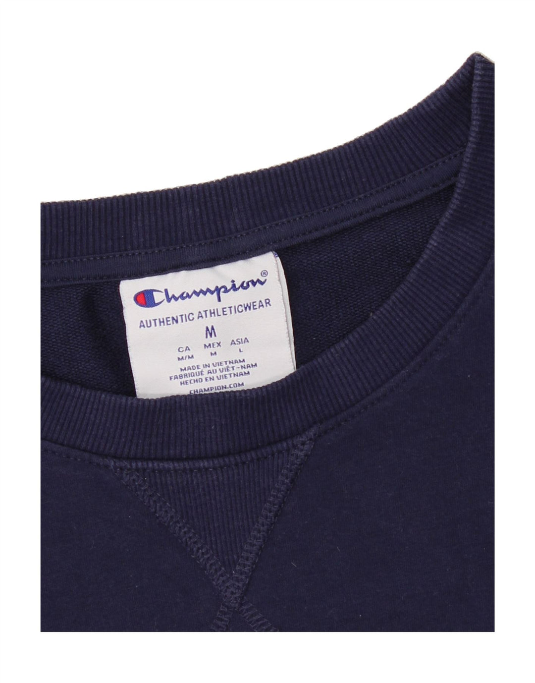CHAMPION Womens Sweatshirt Jumper UK 14 Medium Navy Blue Colourblock Vintage Champion and Second-Hand Champion from Messina Hembry 