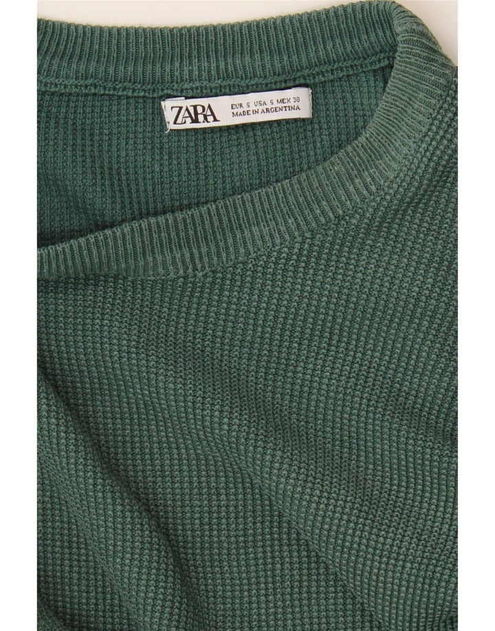 Zara Mens Loose Fit Crew Neck Jumper Sweater Small Green