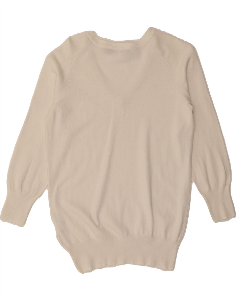 CALVIN KLEIN JEANS Womens V-Neck Jumper Sweater UK 12 Medium White Vintage Calvin Klein Jeans and Second-Hand Calvin Klein Jeans from Messina Hembry 