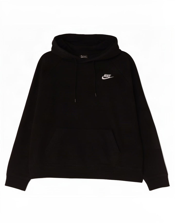 Nike Womens Hoodie Jumper UK 14 Medium Black Cotton
