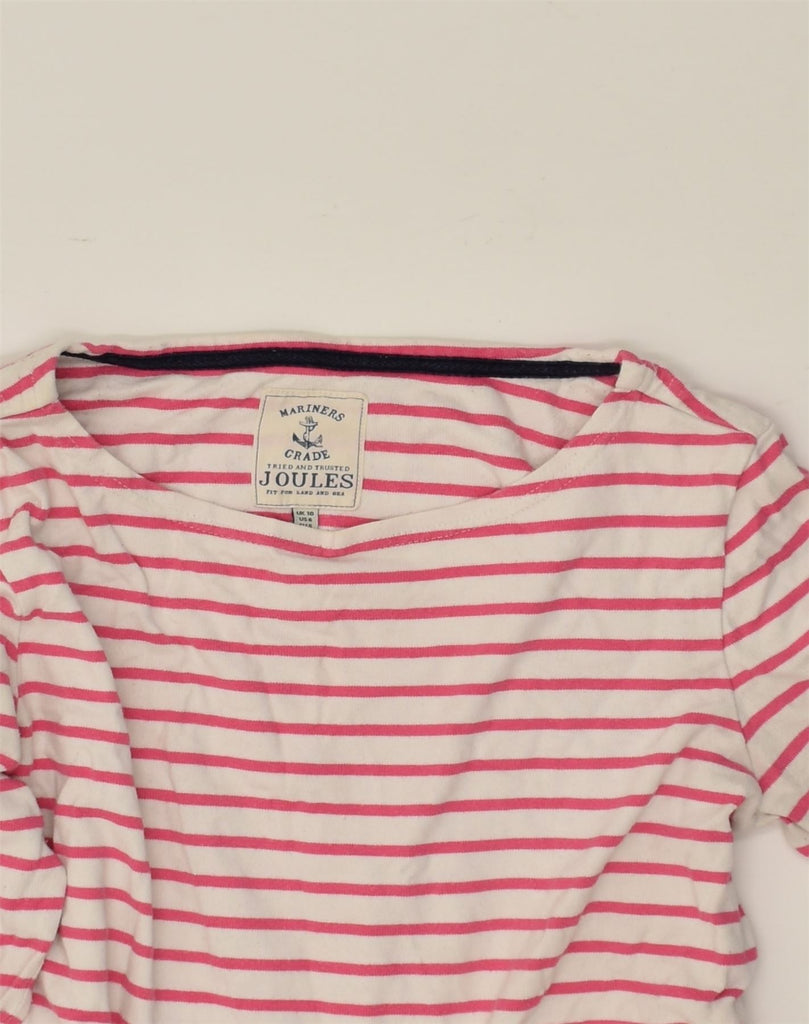 JOULES Womens Top 3/4 Sleeve UK 10 Small Pink Striped Cotton | Vintage Joules | Thrift | Second-Hand Joules | Used Clothing | Messina Hembry 