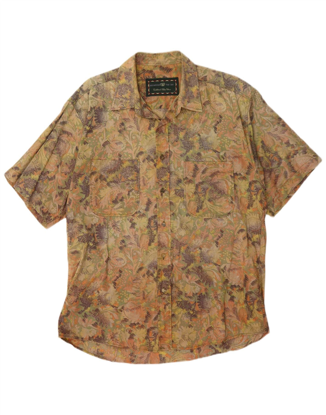 Vintage Mens Short Sleeve Shirt Large Multicoloured Paisley Cotton