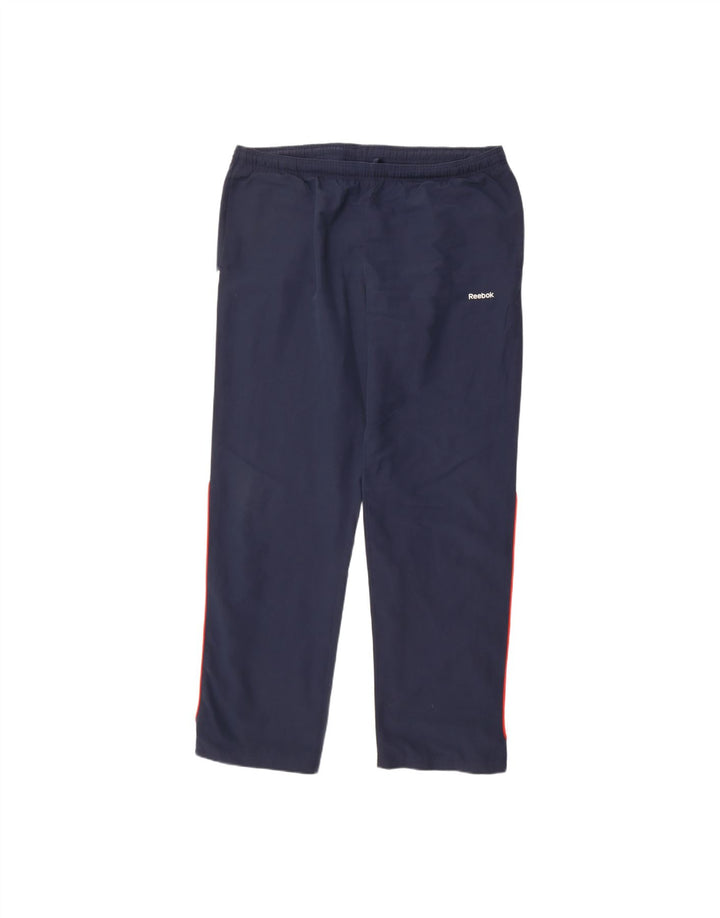 REEBOK Mens Graphic Tracksuit Trousers Large  Navy Blue Colourblock