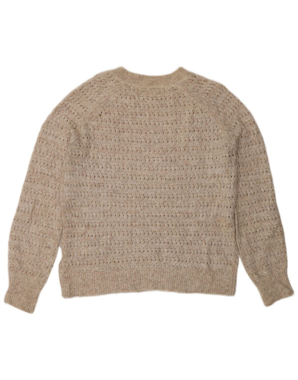 Fat Face Womens Oversized Boat Neck Jumper Sweater UK 8 Small Beige Nylon