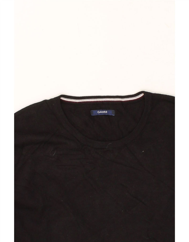 GAUDI Mens Crew Neck Jumper Sweater Medium Black Viscose Vintage Gaudi and Second-Hand Gaudi from Messina Hembry 
