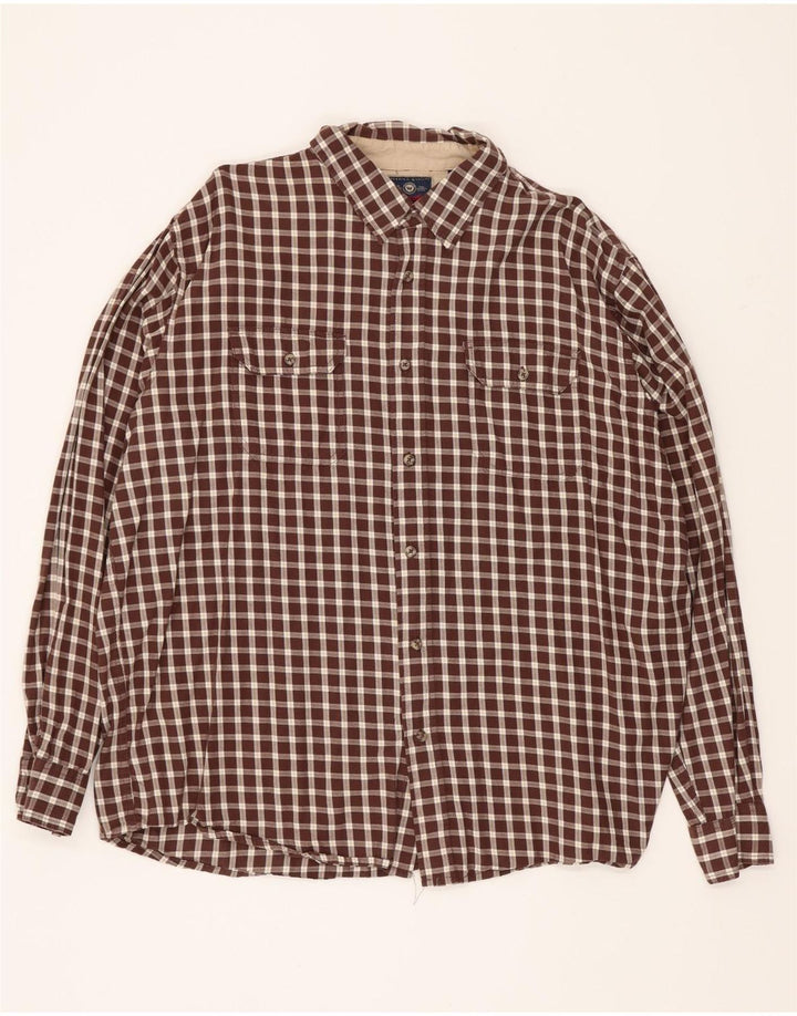 Wrangler Mens Flannel Shirt XL Brown Check Cotton