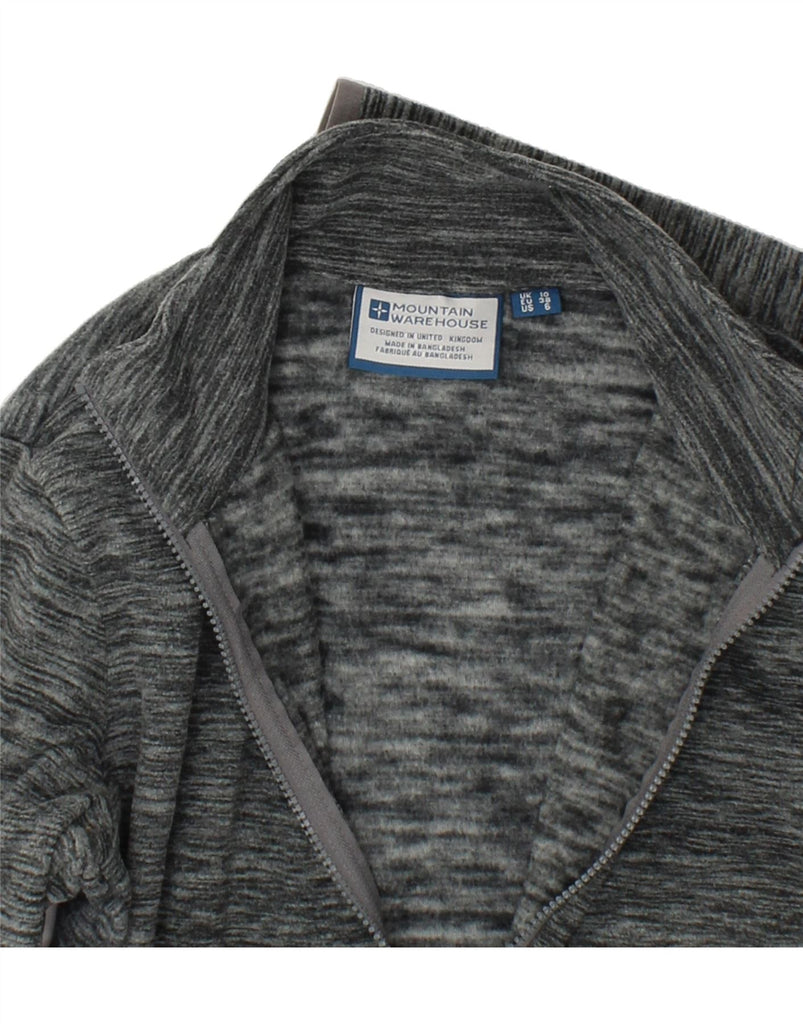 MOUNTAIN WAREHOUSE Womens Fleece Jacket UK 10 Small Grey Striped Polyester | Vintage Mountain Warehouse | Thrift | Second-Hand Mountain Warehouse | Used Clothing | Messina Hembry 