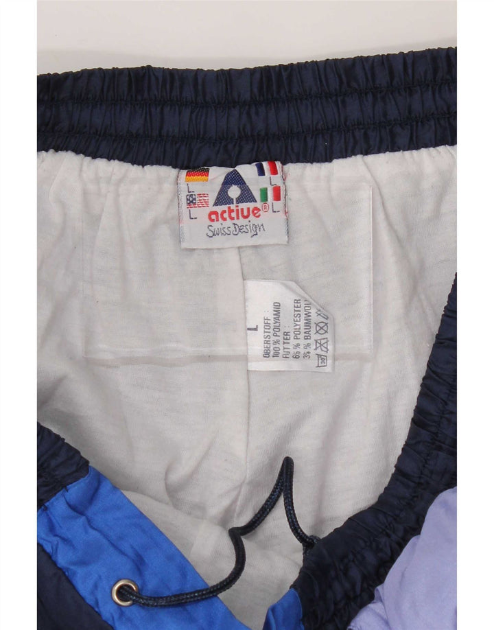 Active Mens Tracksuit Trousers Joggers Large Navy Blue Colourblock