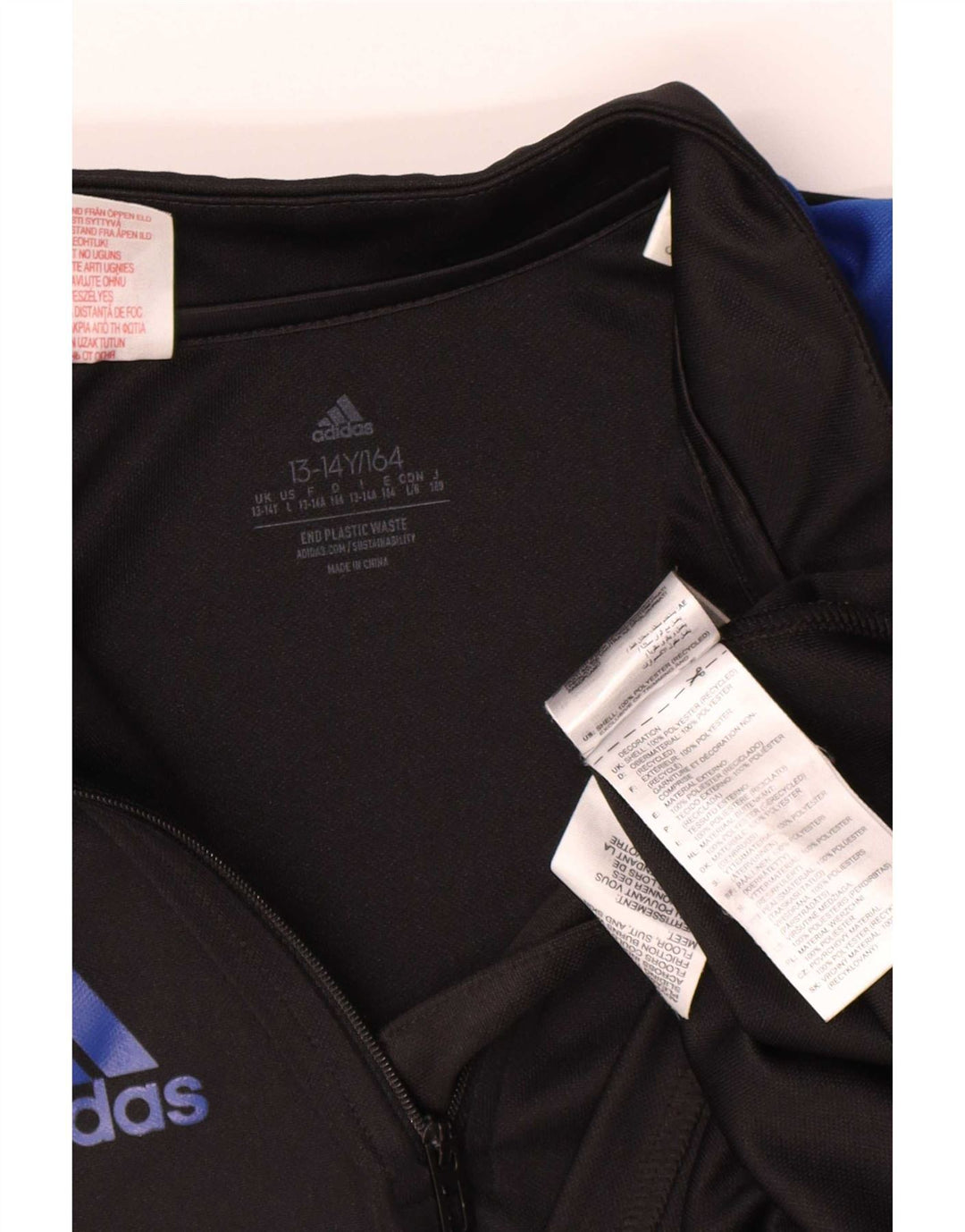 Adidas Boys Aeroready Pullover Tracksuit Top 13-14 Years Black Colourblock