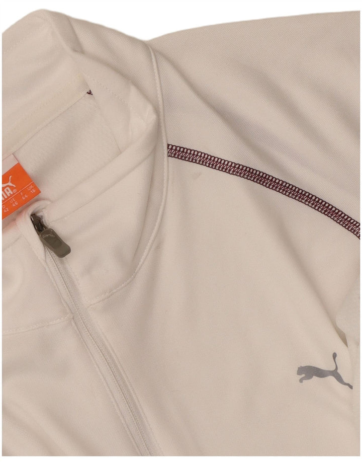 Puma Womens Zip Neck Pullover Tracksuit Top UK 16 Large White Polyester