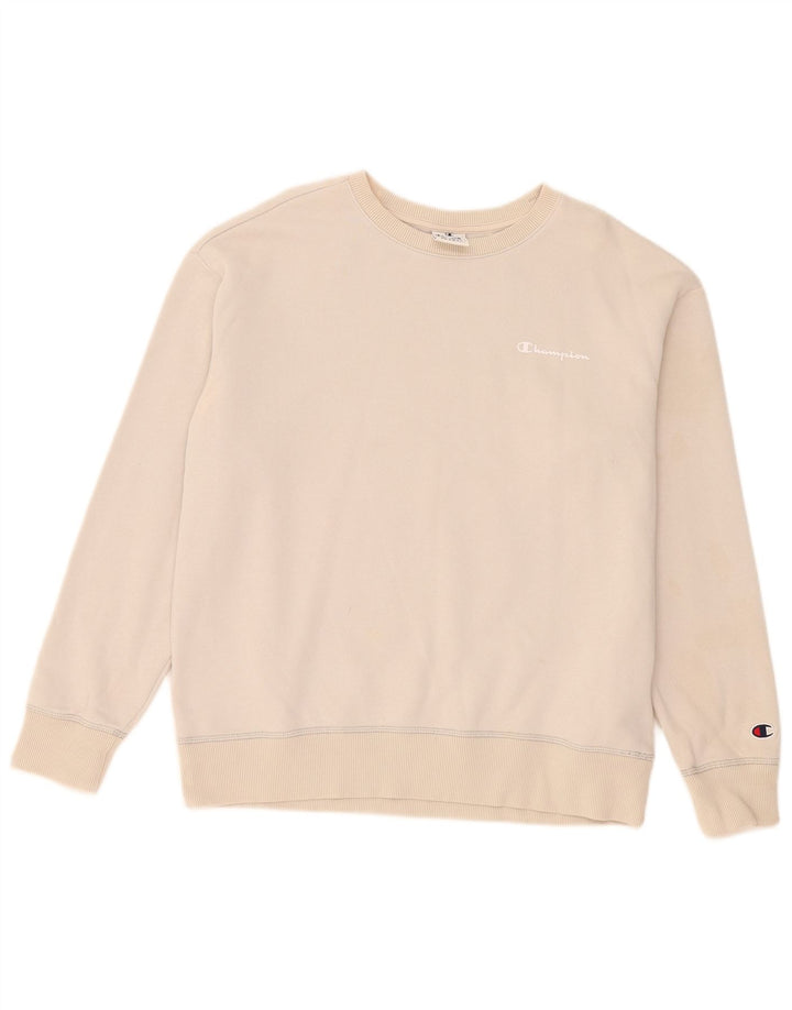 Champion Mens Sweatshirt Jumper Medium Beige Cotton