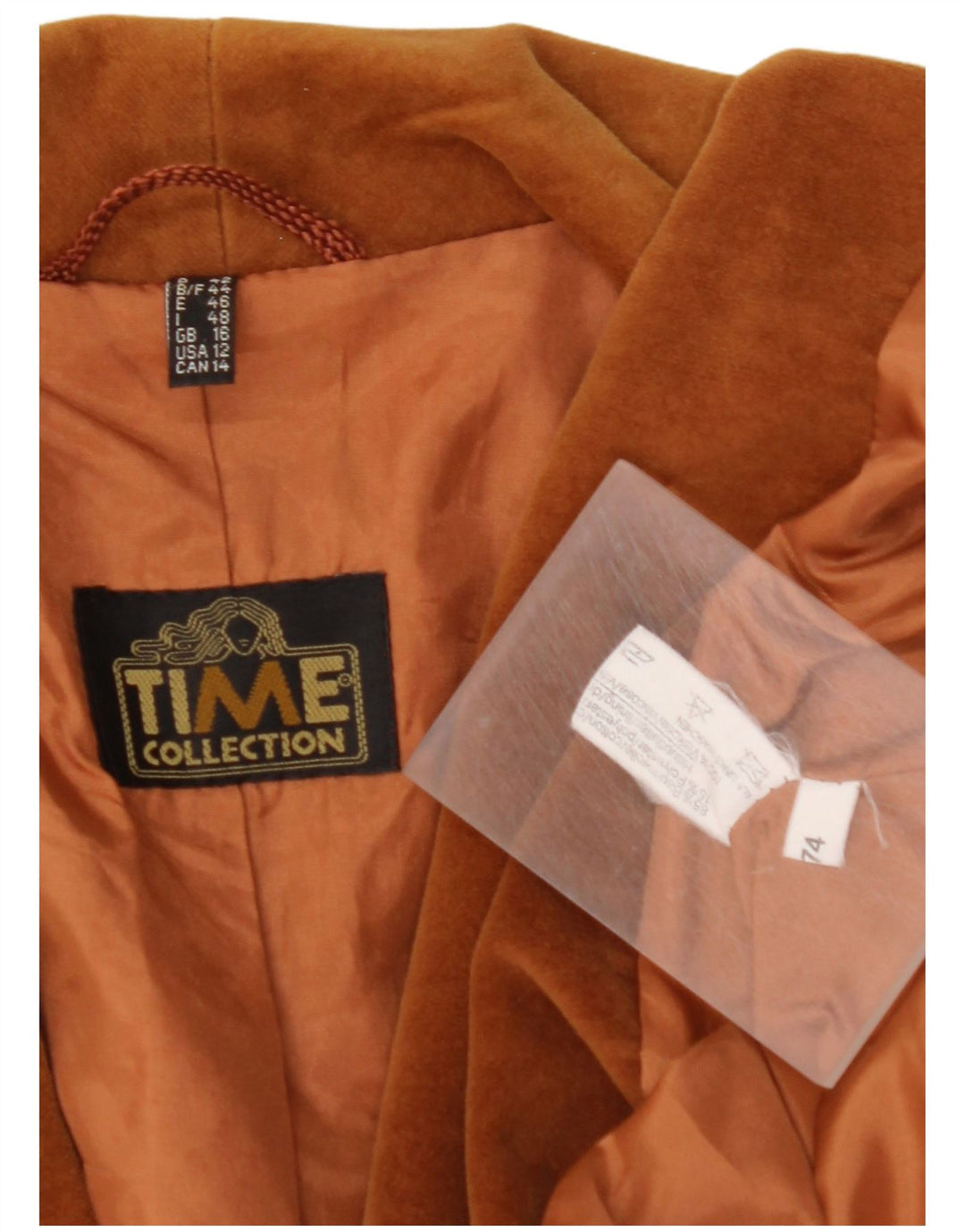 VINTAGE Womens Double Breasted Blazer Jacket UK 16 Large Brown Cotton