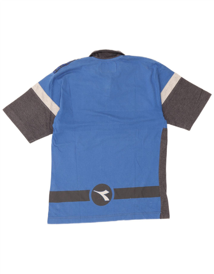 Diadora Mens Polo Shirt Medium Grey Colourblock Cotton