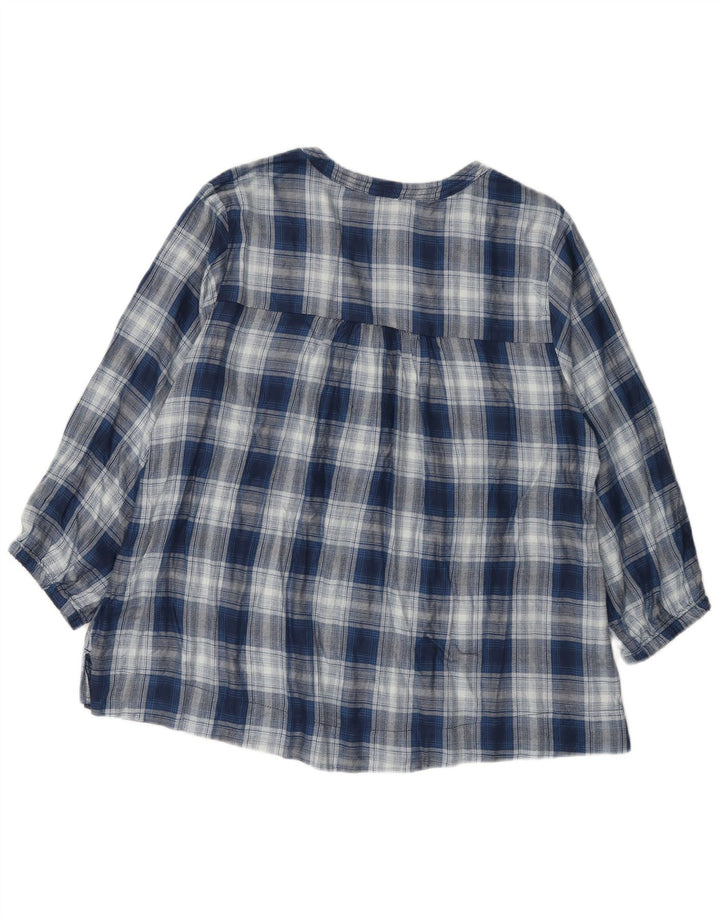 Wrangler Womens 3/4 Sleeve Blouse Top UK 16 Large Blue Check Viscose