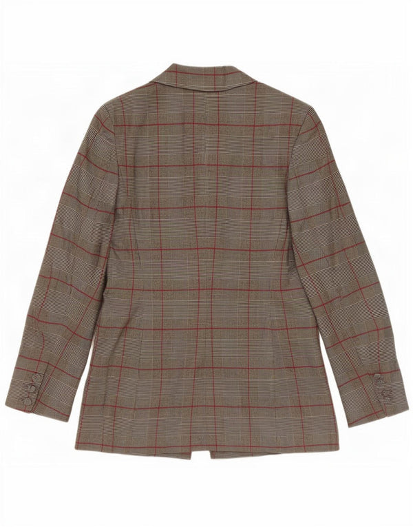 Zara Womens 1 Button Blazer Jacket UK 12 Medium Grey Check Polyester