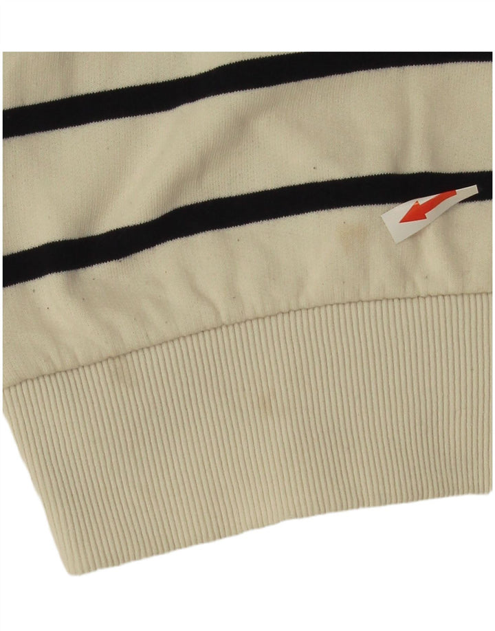 Zara Womens Crop Sweatshirt Jumper UK 14 Medium White Striped Cotton