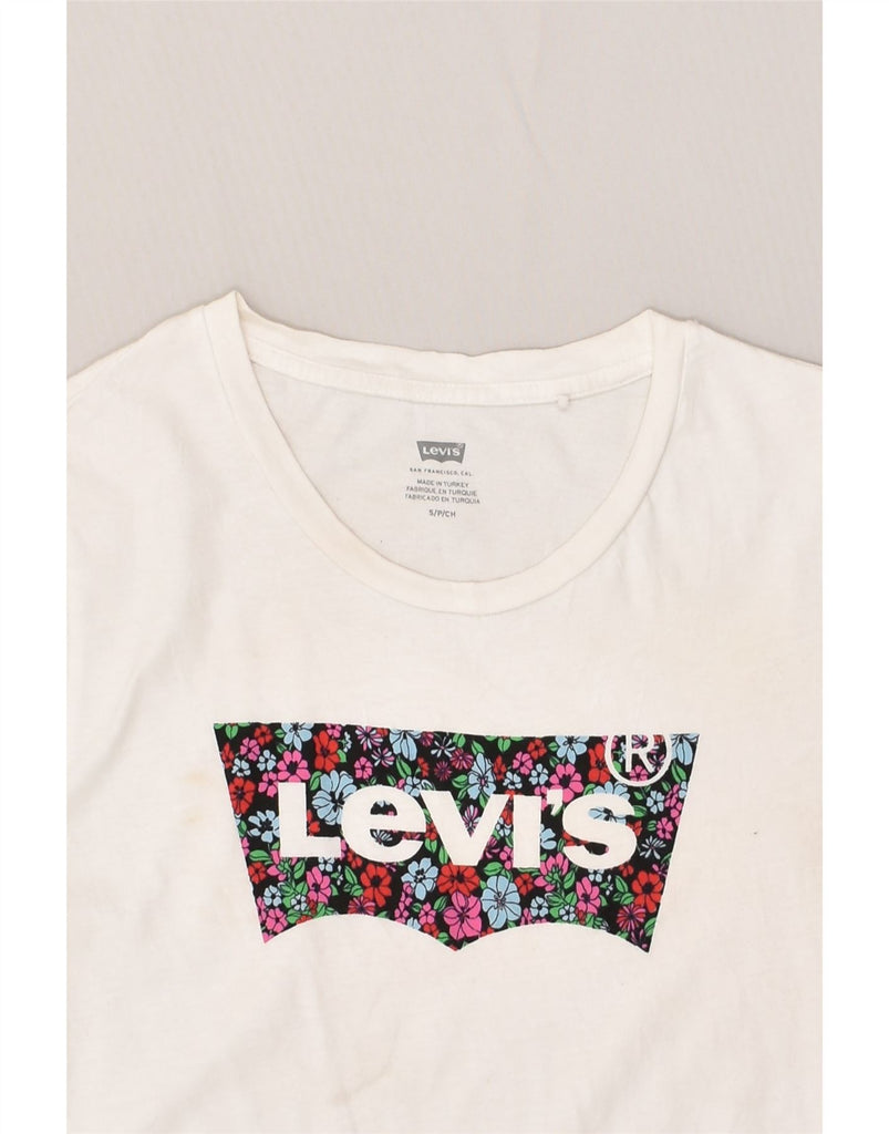 LEVI'S Womens Graphic T-Shirt Top Small White Cotton | Vintage Levi's | Thrift | Second-Hand Levi's | Used Clothing | Messina Hembry 