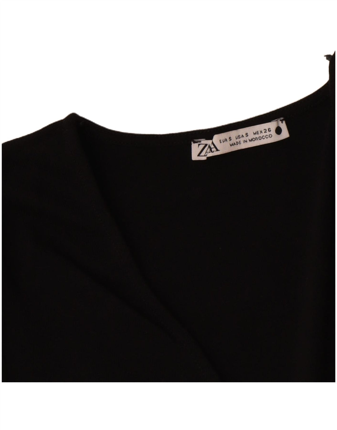 Zara Womens Crop V-Neck Jumper Sweater UK 8 Small Black
