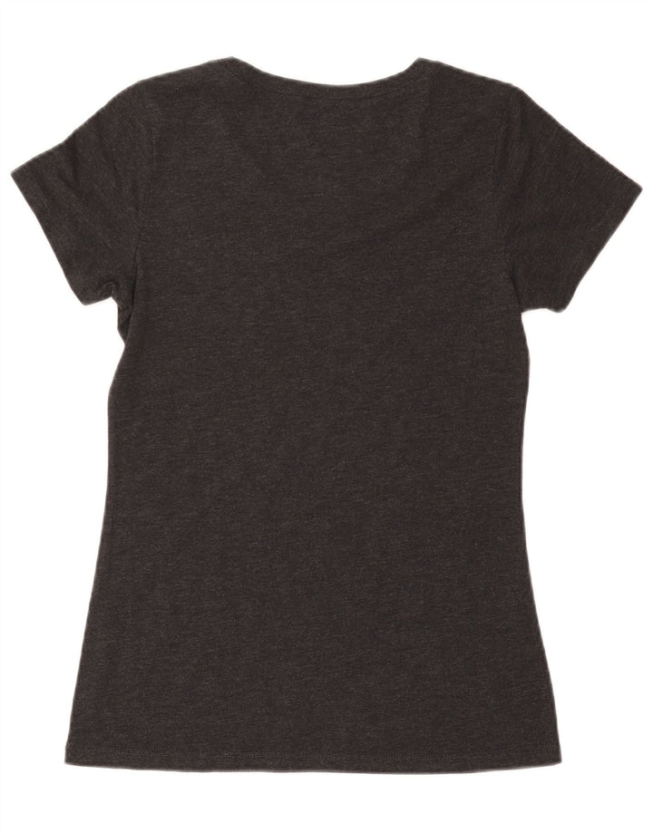 EDDIE BAUER Womens Graphic T-Shirt Top UK 12 Medium Grey Polyester