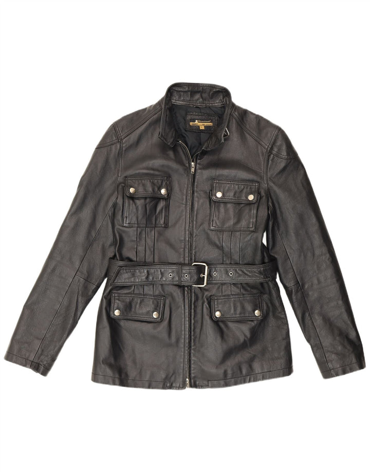 Vintage Womens Leather Jacket UK 16 Large Black Leather