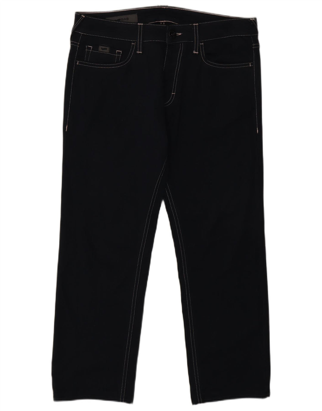 GAS Womens Straight Casual Trousers W32 L26 Navy Blue Polyester