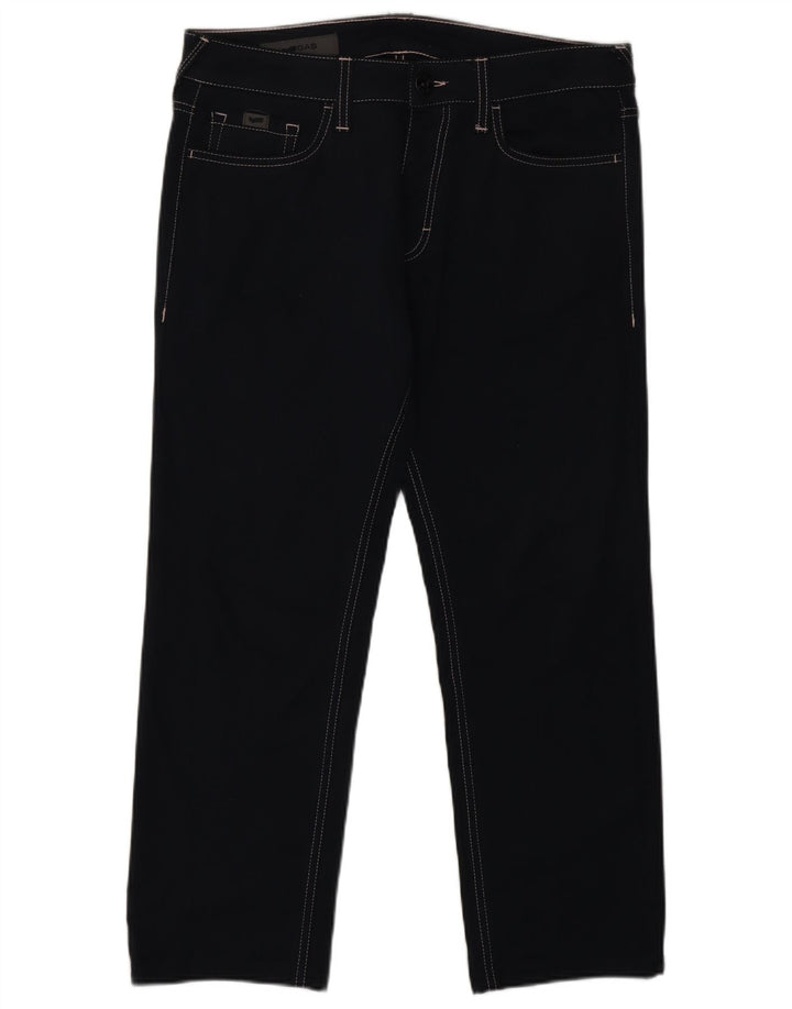 GAS Womens Straight Casual Trousers W32 L26 Navy Blue Polyester