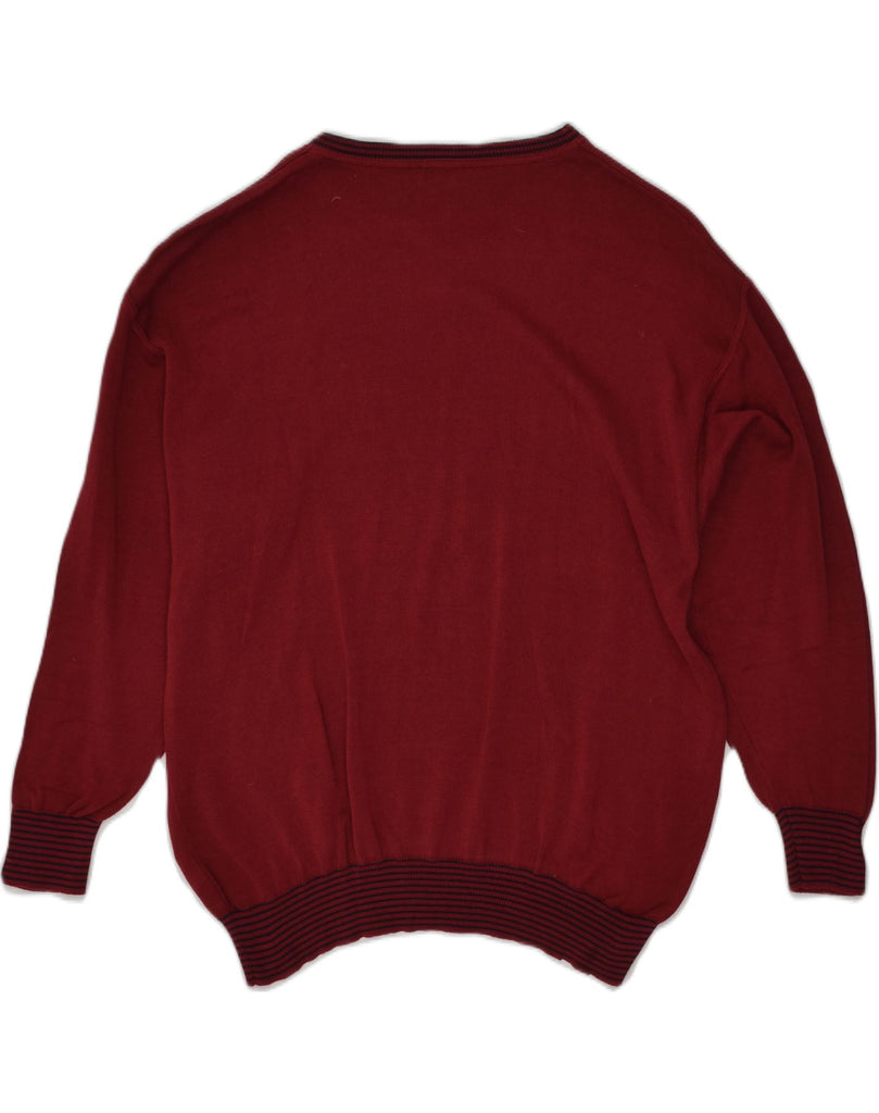 VINTAGE Mens Crew Neck Jumper Sweater IT 50 Medium Burgundy Cotton | Vintage Vintage | Thrift | Second-Hand Vintage | Used Clothing | Messina Hembry 