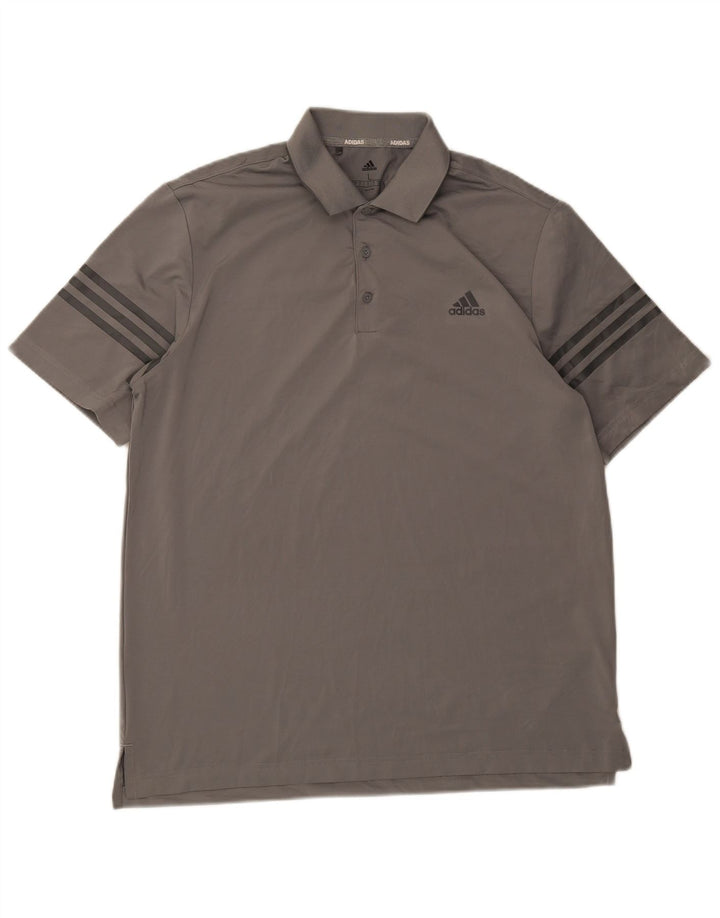 ADIDAS Mens Polo Shirt Large Grey Polyester