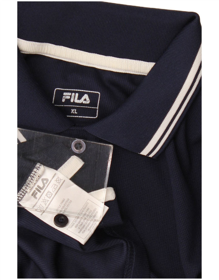 Fila Mens Polo Shirt XL Navy Blue Polyester