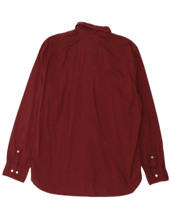 Tommy Hilfiger Mens Regular Fit Shirt Medium Burgundy Cotton