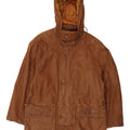 Vintage Mens Hooded Leather Coat UK 40 Large Brown