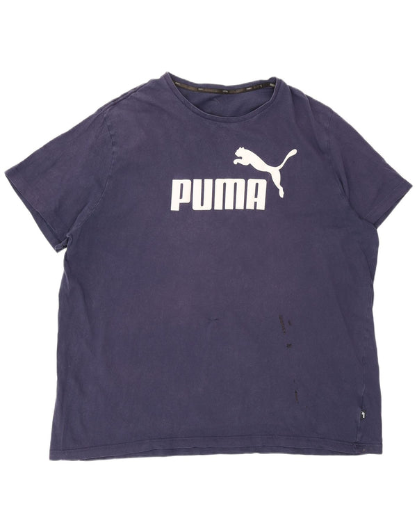 Puma Mens Graphic T-Shirt Top 2XL Navy Blue