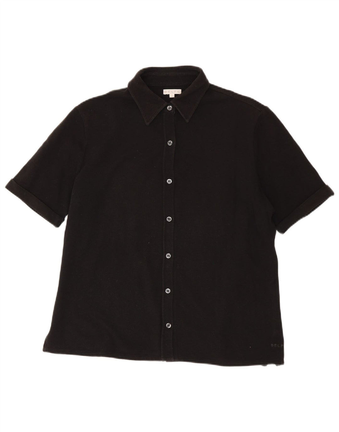 Belfe Womens Short Sleeve Shirt IT 48 XL Black Cotton