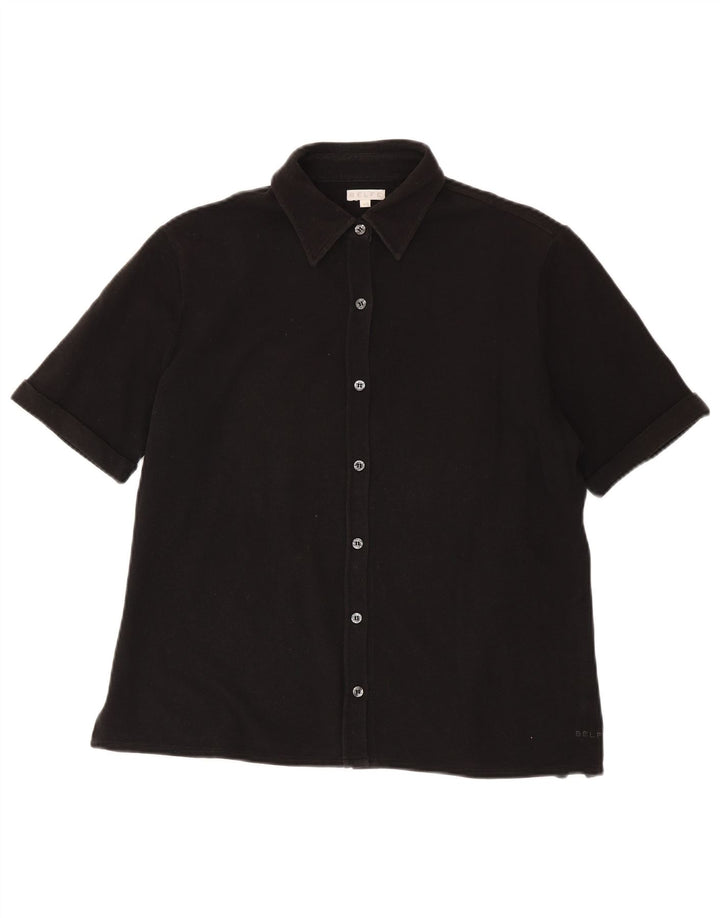 Belfe Womens Short Sleeve Shirt IT 48 XL Black Cotton