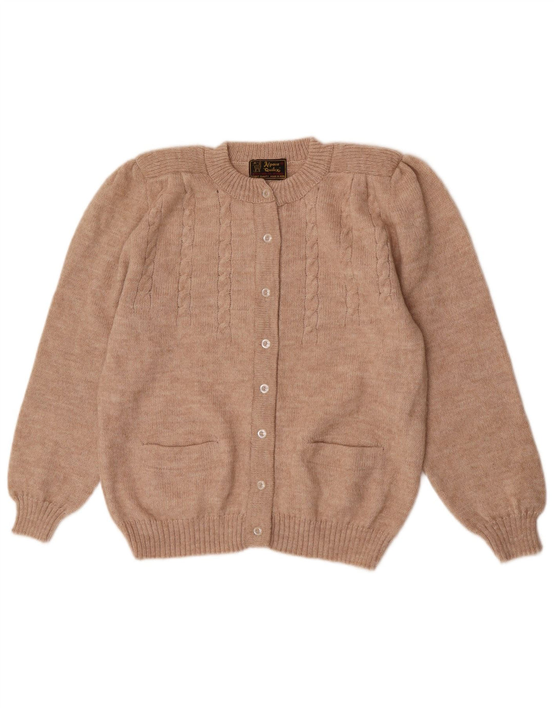 Alpaca Quitex Womens Cardigan Sweater UK 12 Medium Beige
