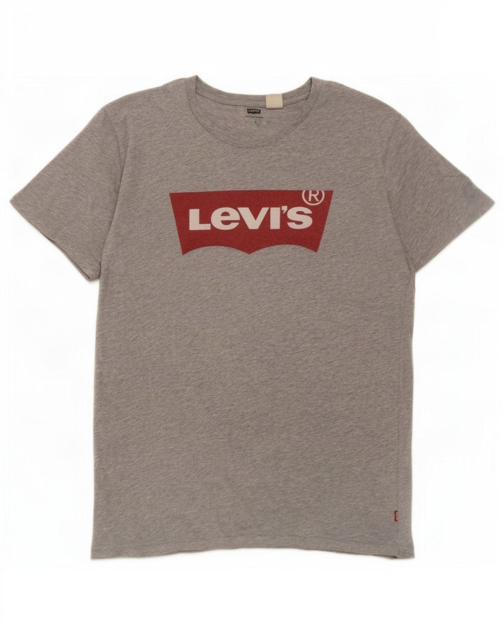 Levi's Mens Graphic T-Shirt Top Medium Grey Flecked Cotton