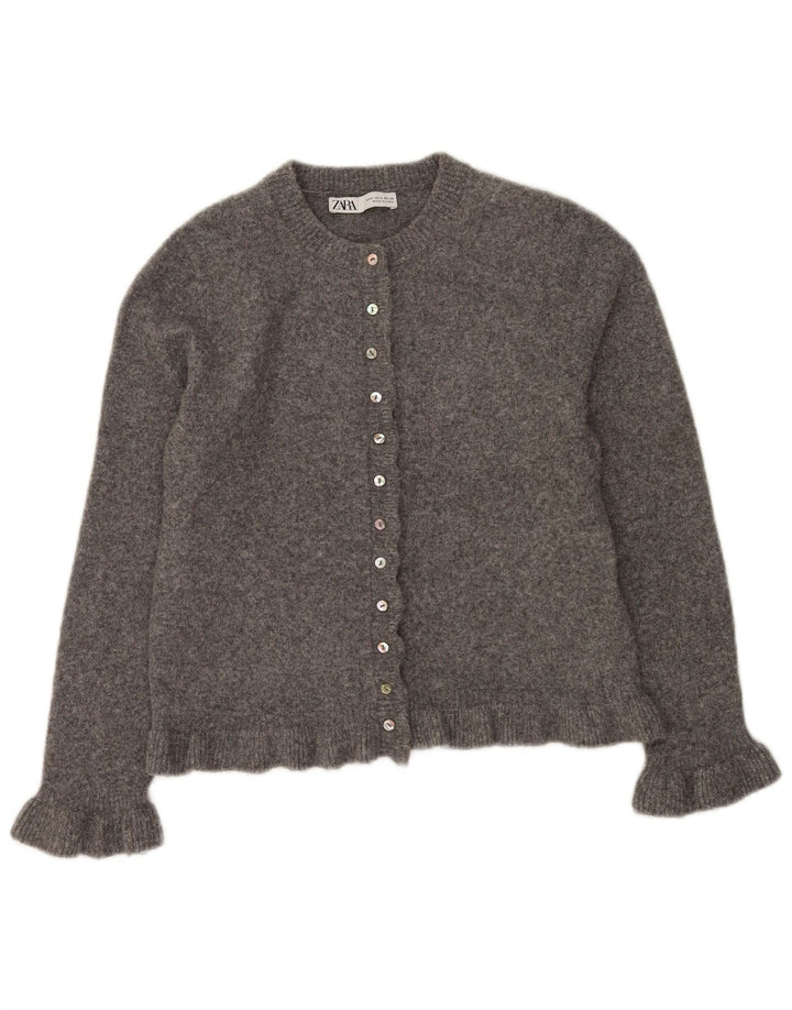 Zara Womens Cardigan Sweater UK 10 Small Grey Polyester