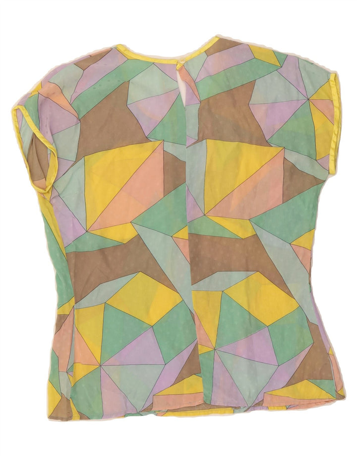 VINTAGE Womens Blouse Top UK 12 Medium Multicoloured Geometric Vintage Vintage and Second-Hand Vintage from Messina Hembry 