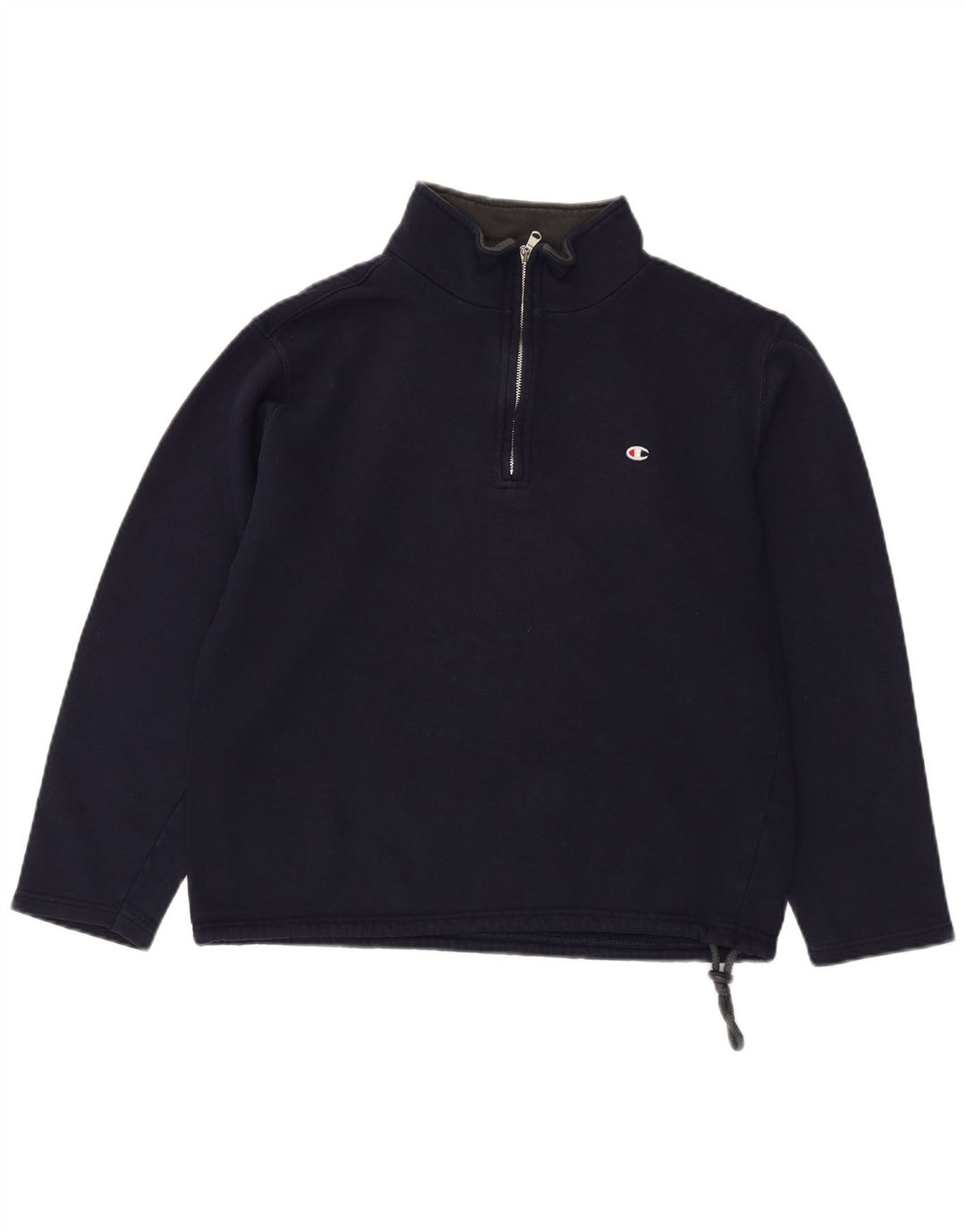 CHAMPION Mens Zip Neck Sweatshirt Jumper Medium Navy Blue Cotton